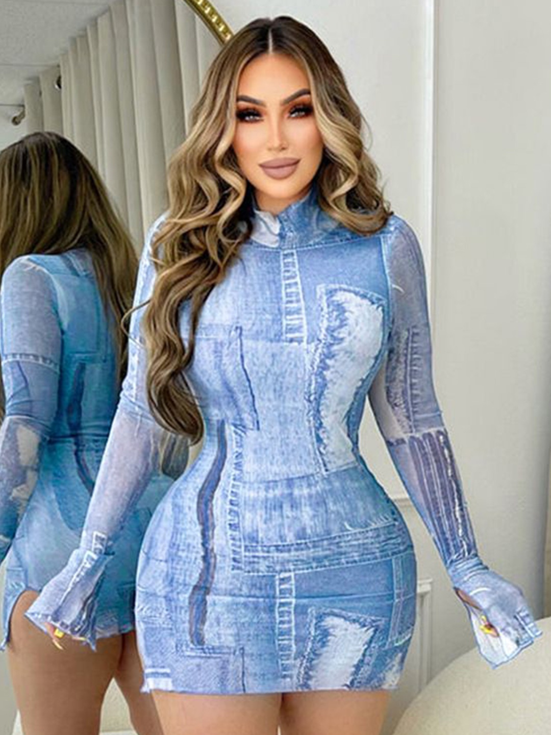

HERE&NOW Print A-Line Dress, Blue