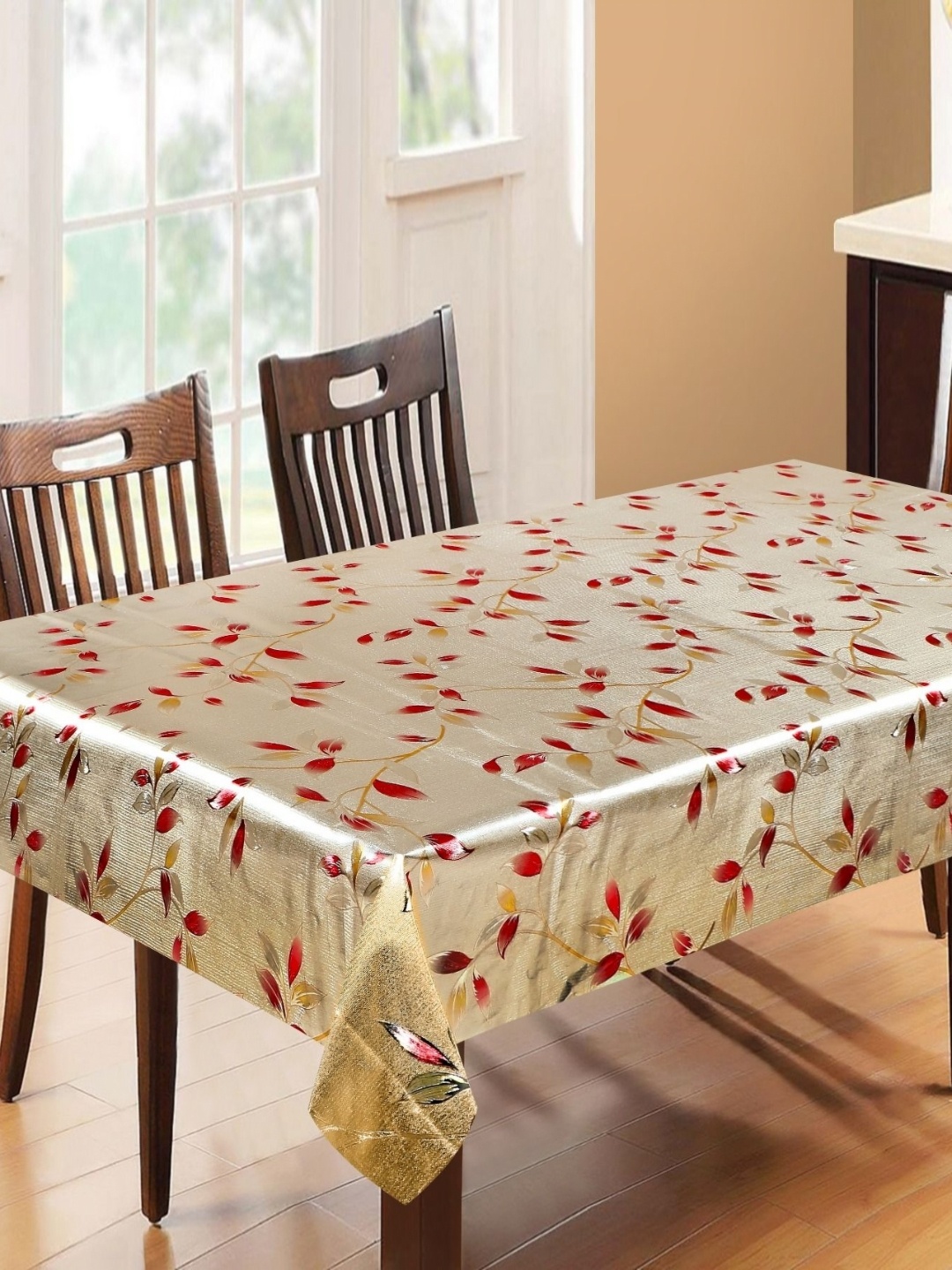 

Dakshya Industries Beige & Red Floral Waterproof 6-Seater Table Cover