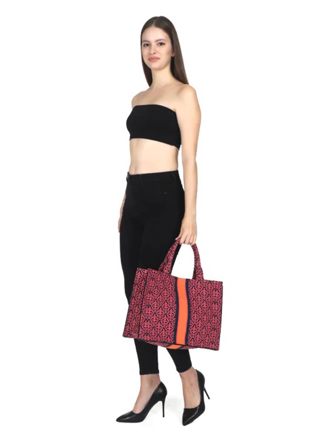 

INDIVIDUAL DESIGN Women Jacquard Weave Structured Handbag, Pink