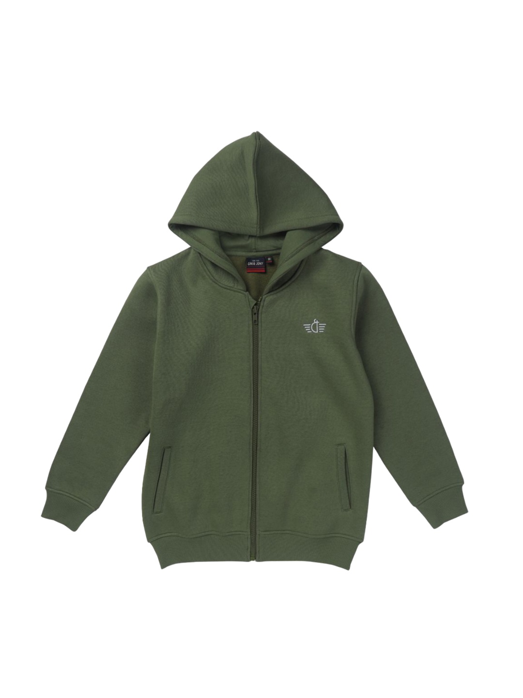 

Gini and Jony Boys Cotton Brand Logo Hooded Bomber Jacket, Green