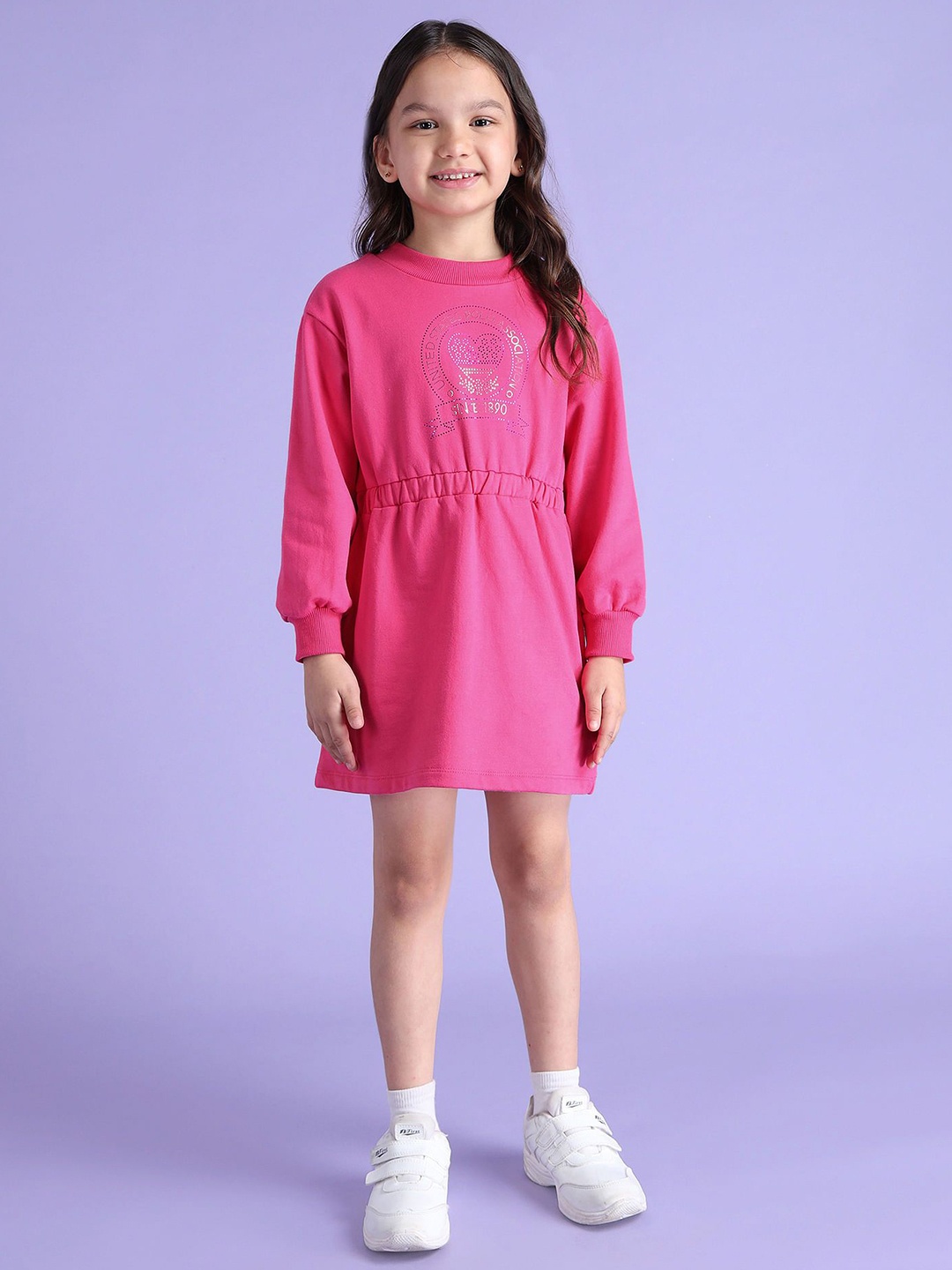 

U.S. Polo Assn. Kids Girls Print Blouson Dress, Pink