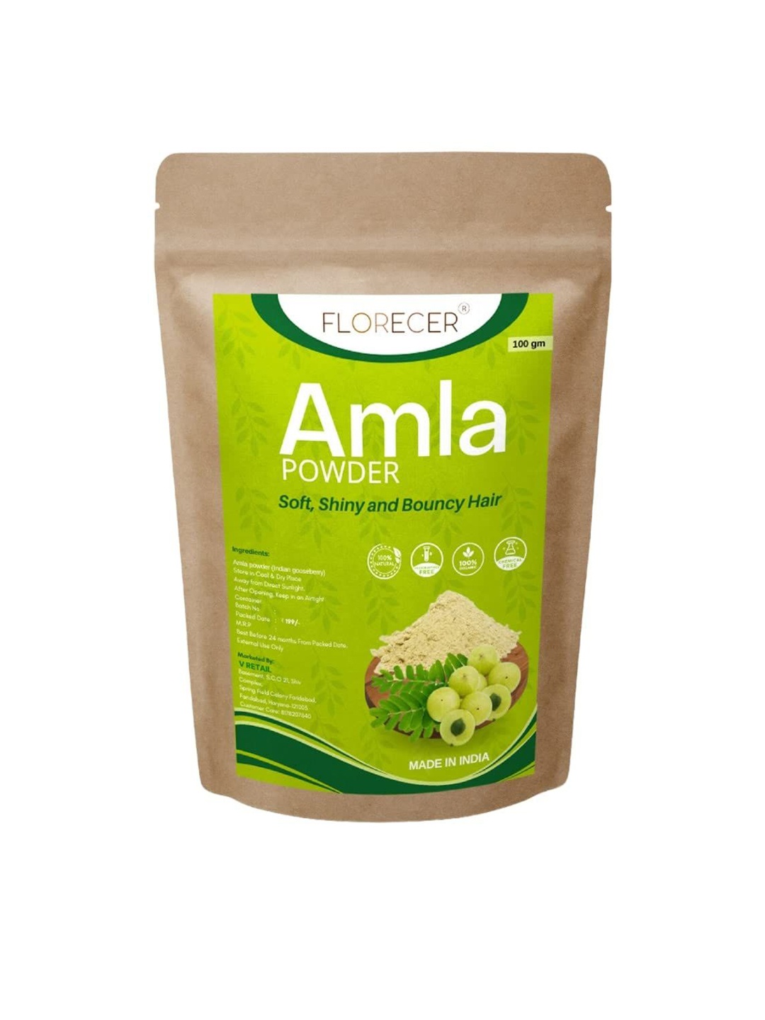 

FLORECER Amla Powder For Hair Growth & Skin - 100 g, Beige
