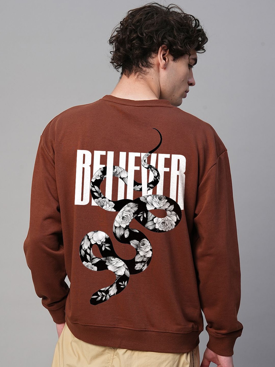 

PRONK Men Printed Sweatshirt, Brown