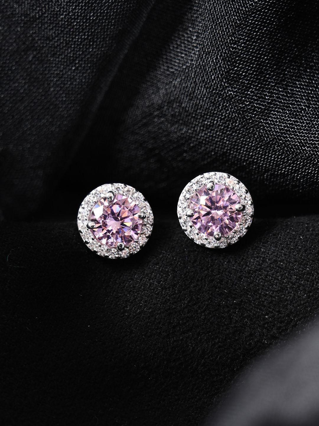 

Clara 925 Sterling Silver Rhodium-Plated Contemporary Cubic Zirconia Studded Earrings