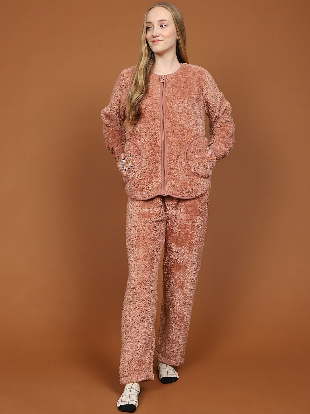 

MADAME M SECRET Women Graphic Printed Night suit, Rust