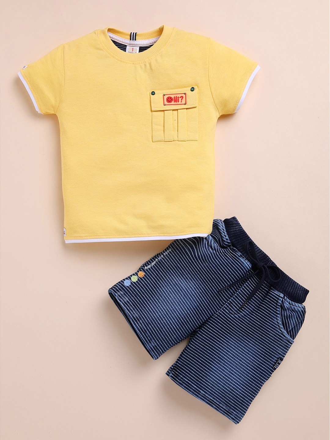 

BAESD Boys Pure Cotton T-Shirt With Shorts, Yellow