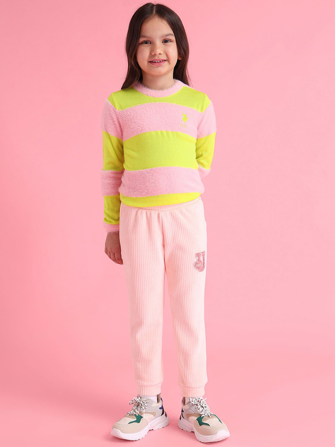 

U.S. Polo Assn. Kids Infant Girls Appliqued Joggers, Pink