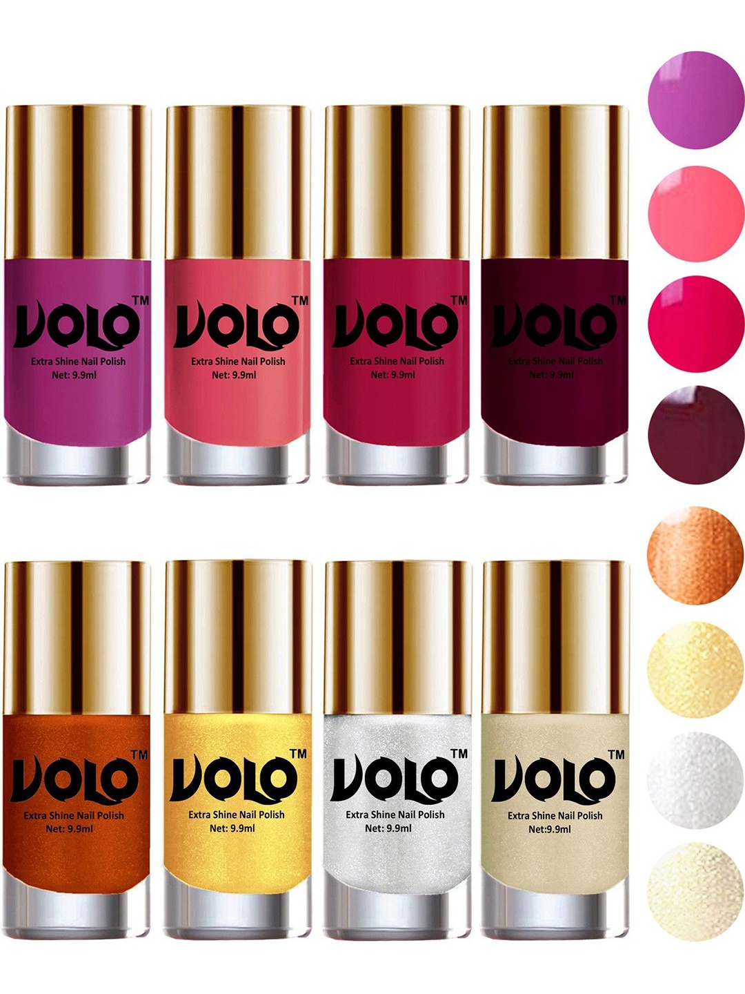 

VOLO Set of 8 High-Shine Professional Nail Polish -9ml Each-Combo No-10, Multi