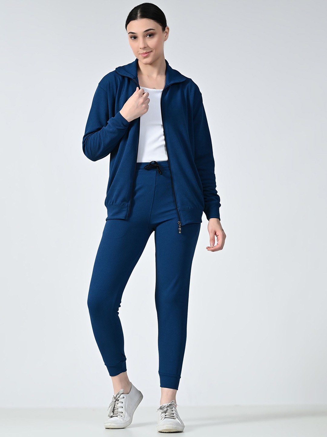 

BAESD Women Spread Collar Tracksuits, Navy blue