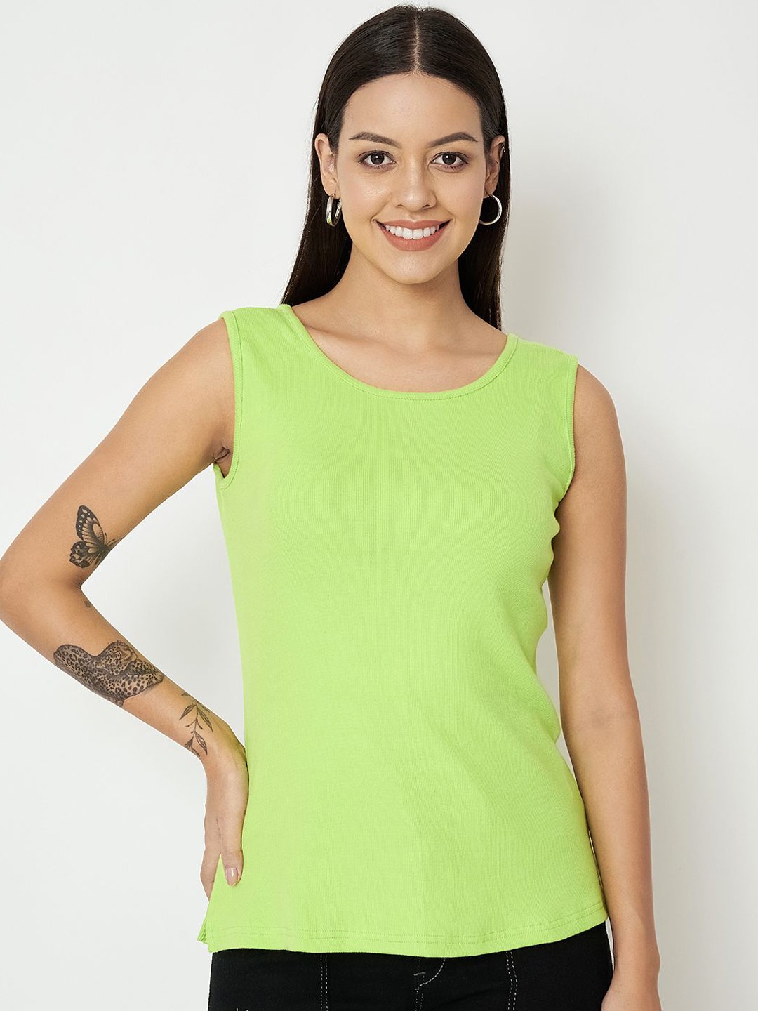 

BRINNS Round Neck Non Padded Cotton Camisole, Green