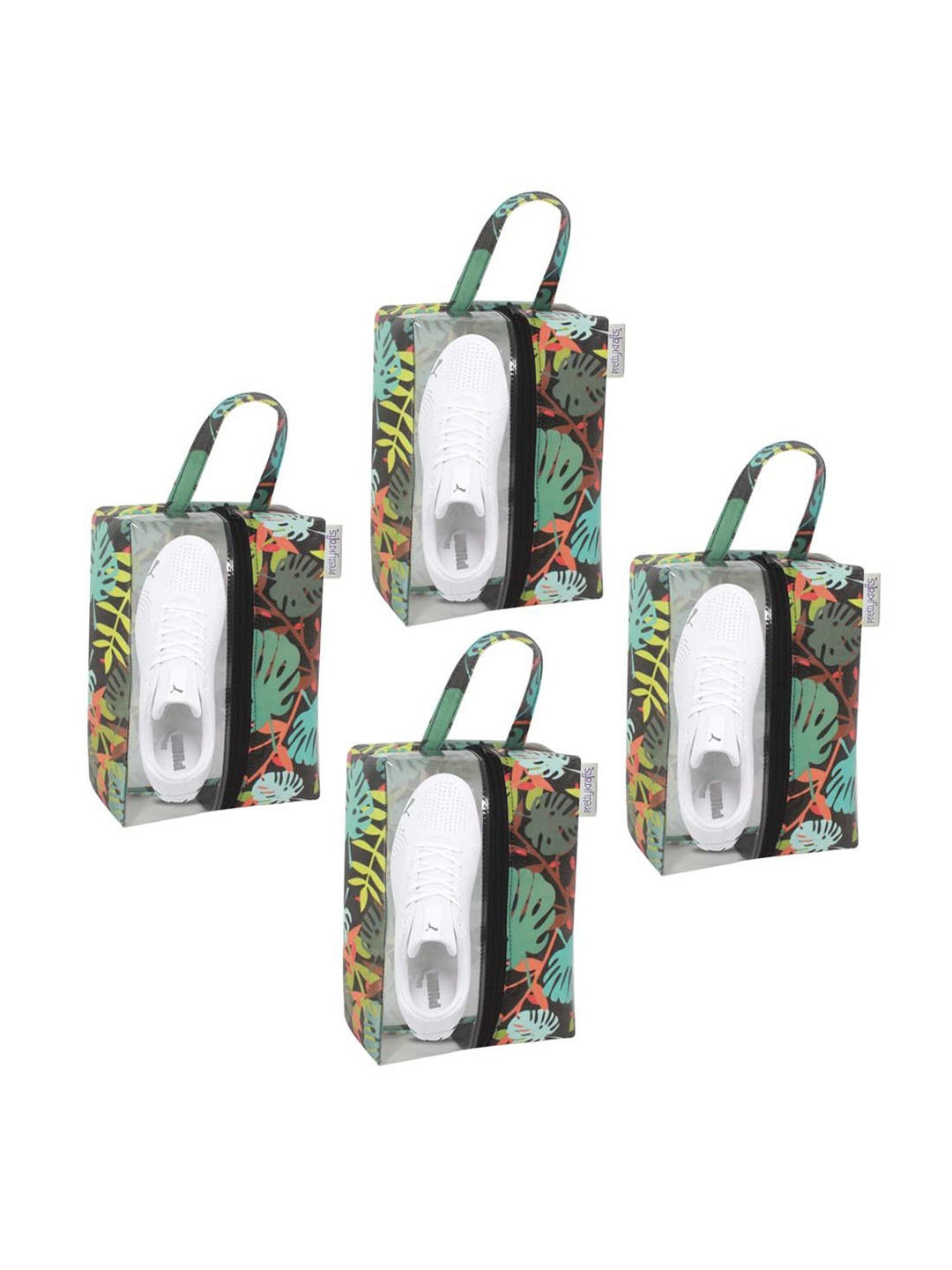 

prettykrafts Green & Black 4 Pieces Reusable Multi-Utility Organisers