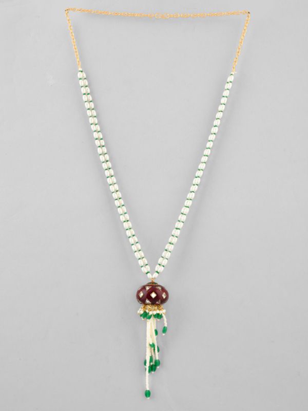 

DASTOOR Gold-Plated Stones Studded & Beaded Necklace & Earrings