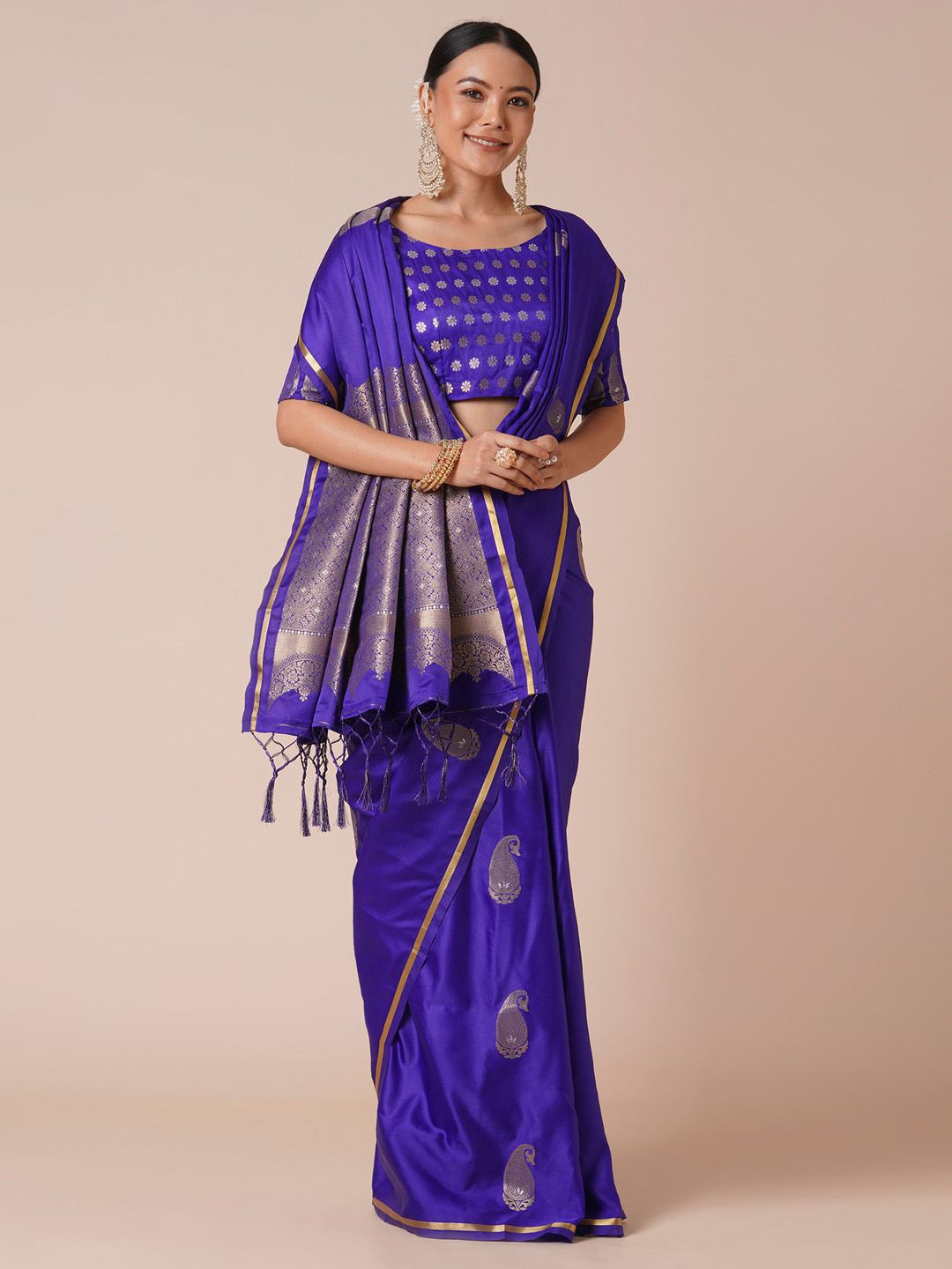 

Anouk Woven Design Zari Banarasi Saree, Purple