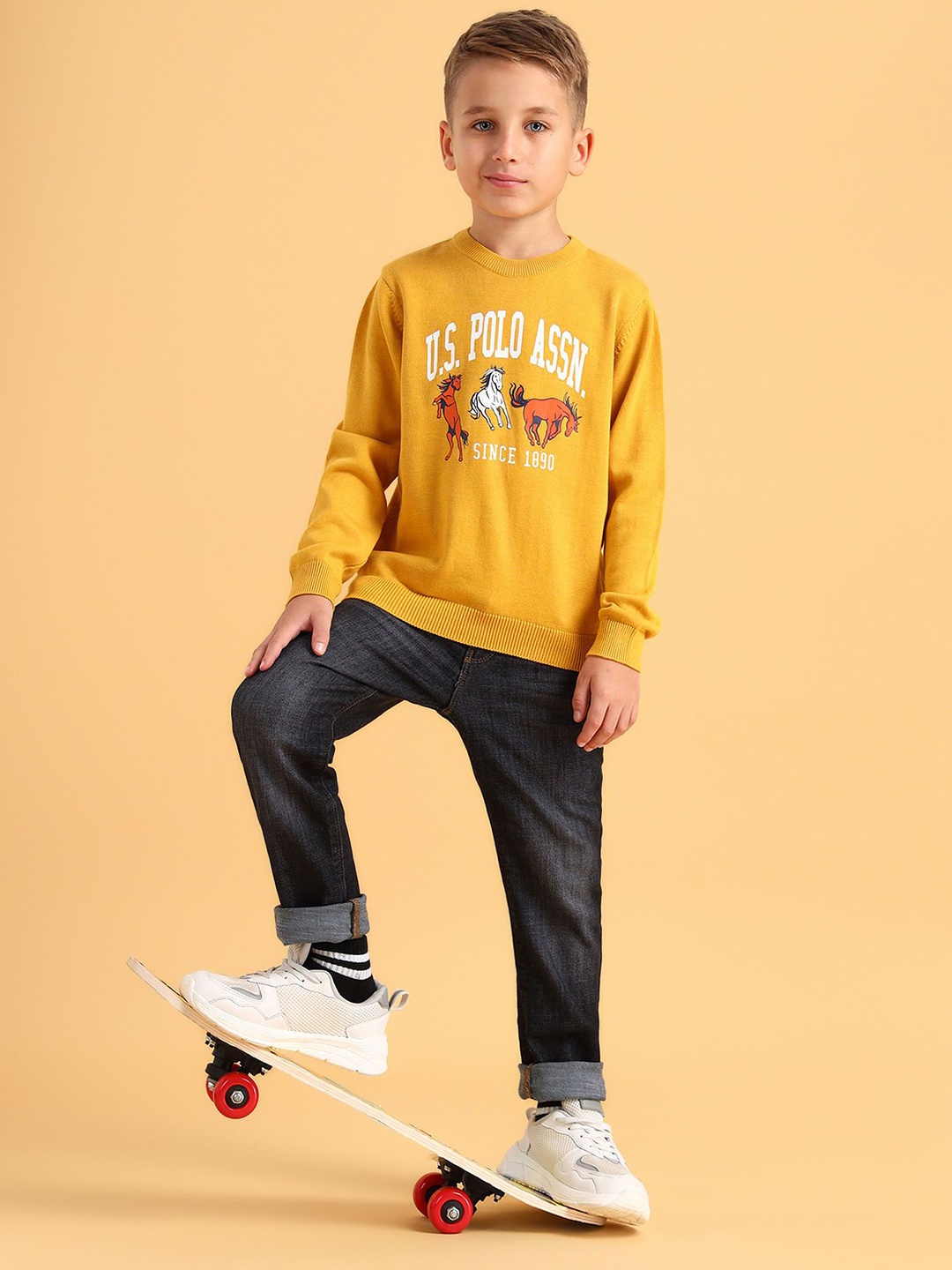 

U.S. Polo Assn. Kids Boys Printed Pullover, Yellow