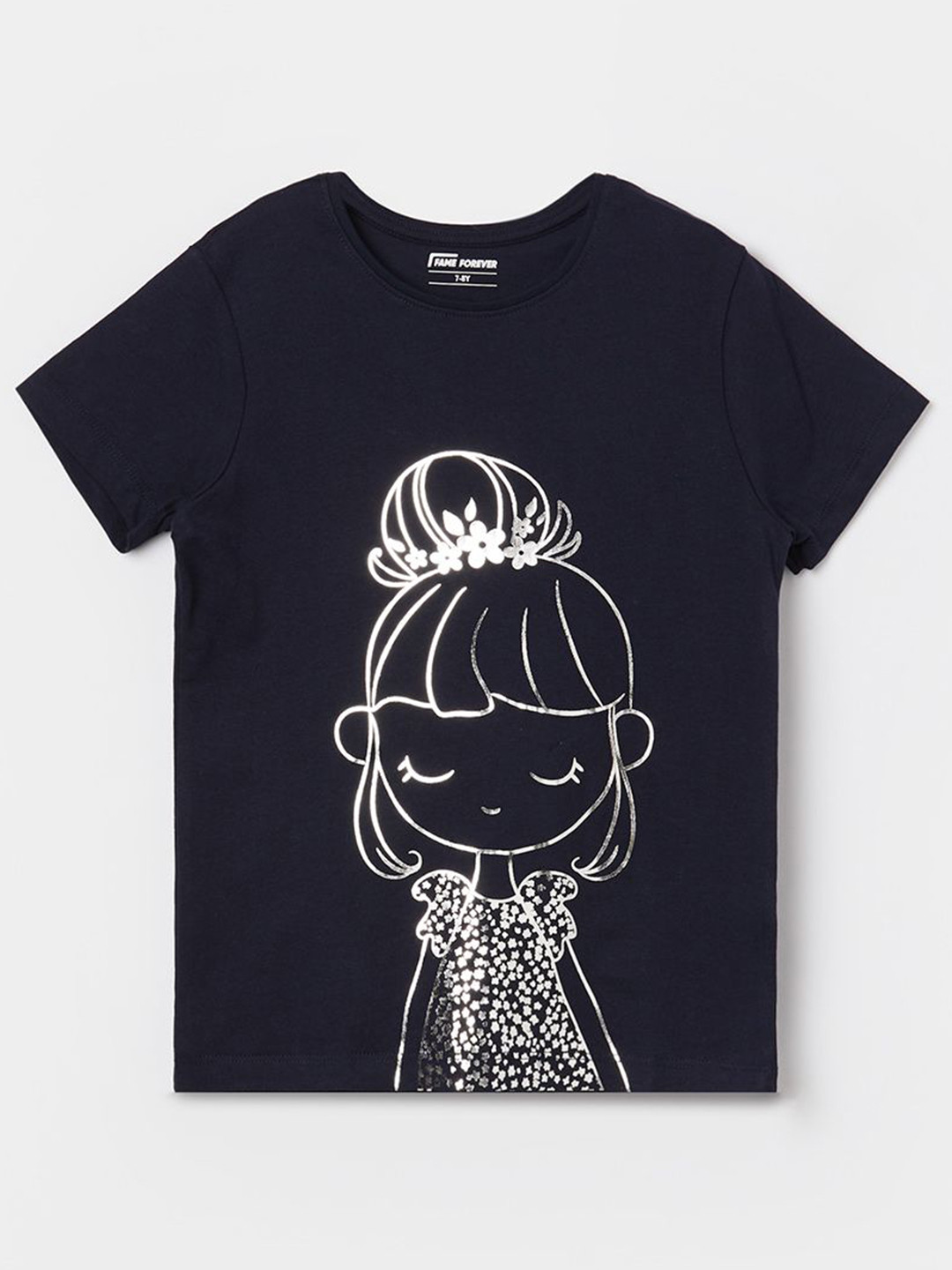 

Fame Forever by Lifestyle Girls Metallic T Shirt, Navy blue