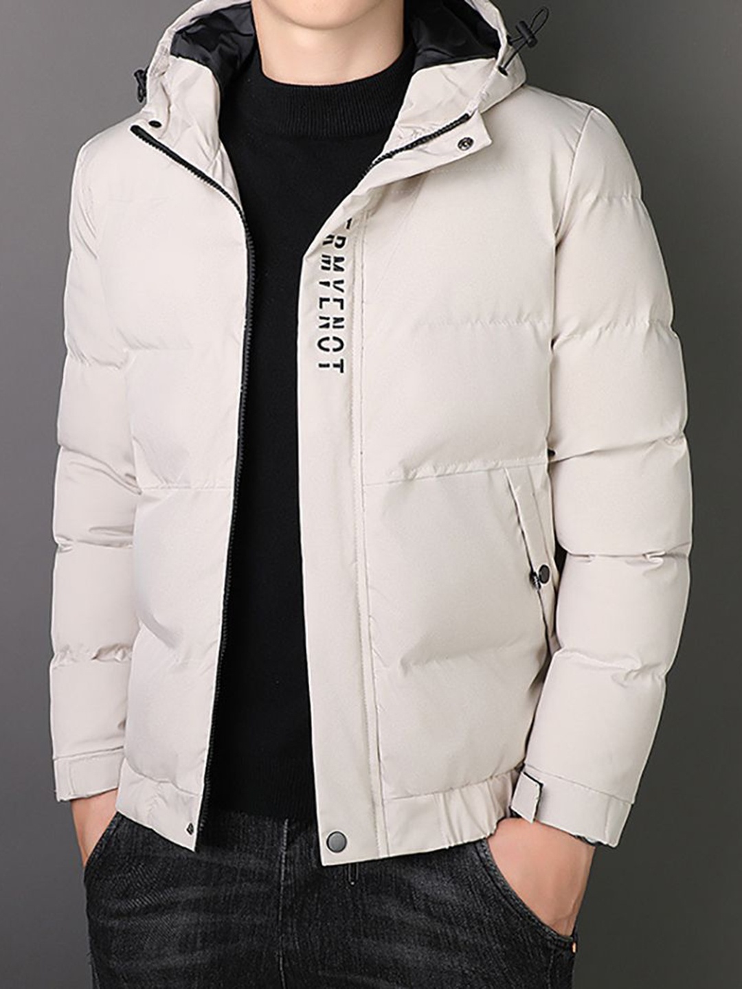 

StyleCast x Revolte Men Mock Collar Puffer Jacket, Off white