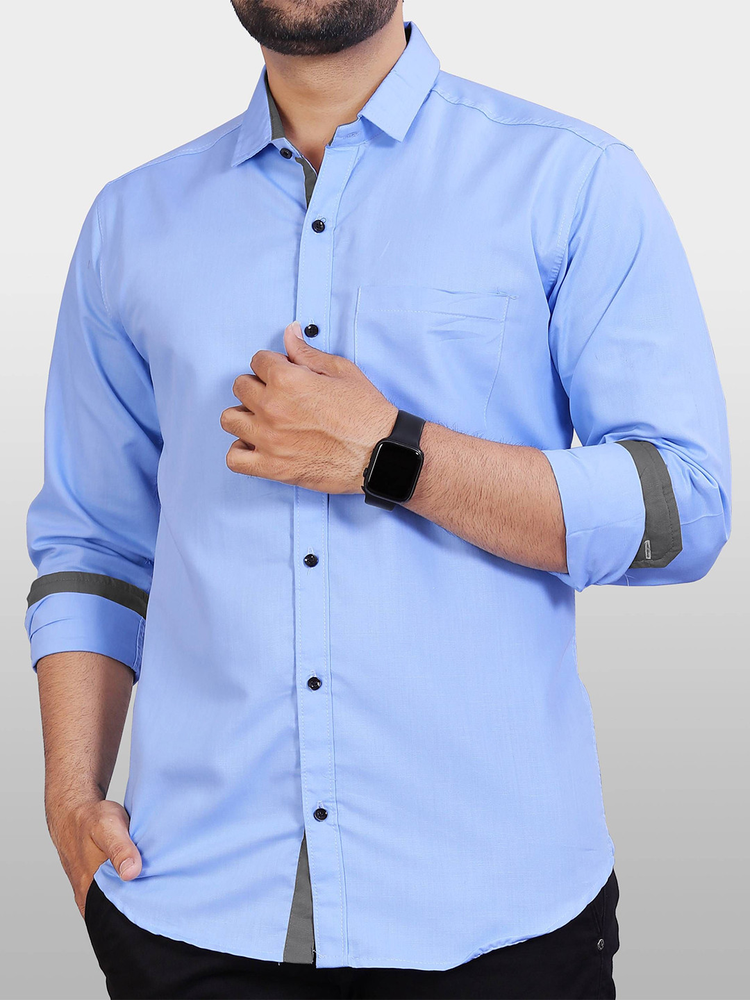 

Metronaut Men Slim Fit Opaque Casual Shirt, Blue