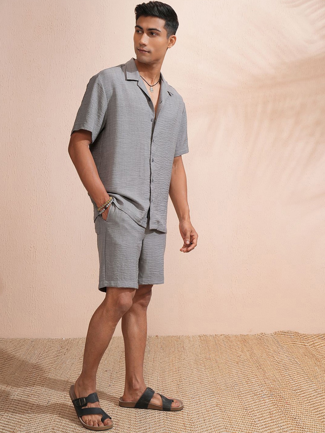 

HIGHLANDER Relaxed Fit Shirt With Short, Grey