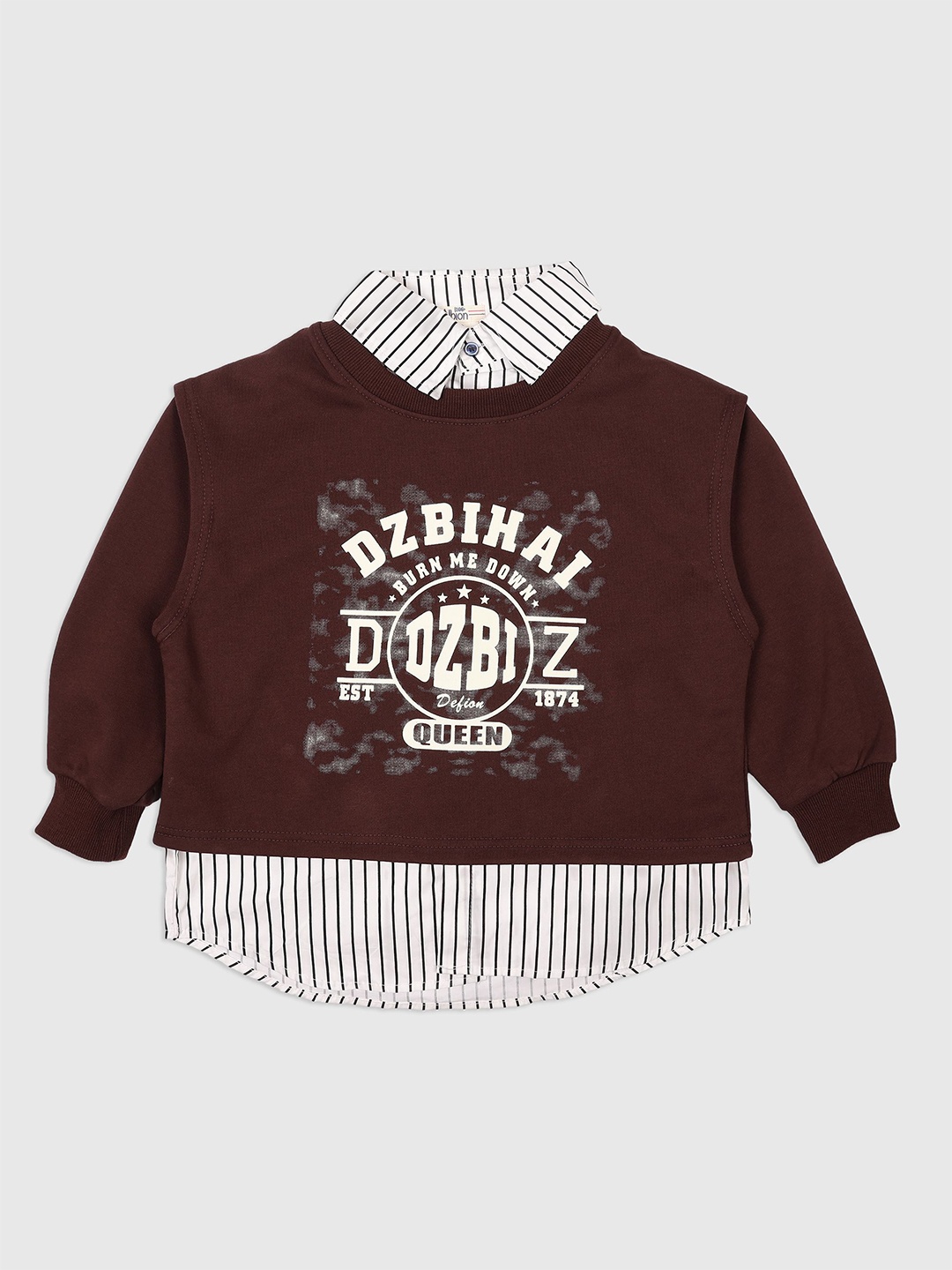 

CHUNMUN Boys Printed Long Sleeves Sweatshirt, Maroon