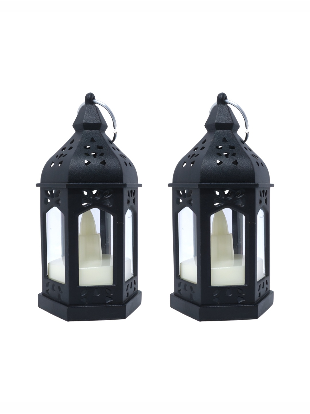 

Extreme Karigari Black 2 Pieces Lantern Textured Candle Holder With Led
