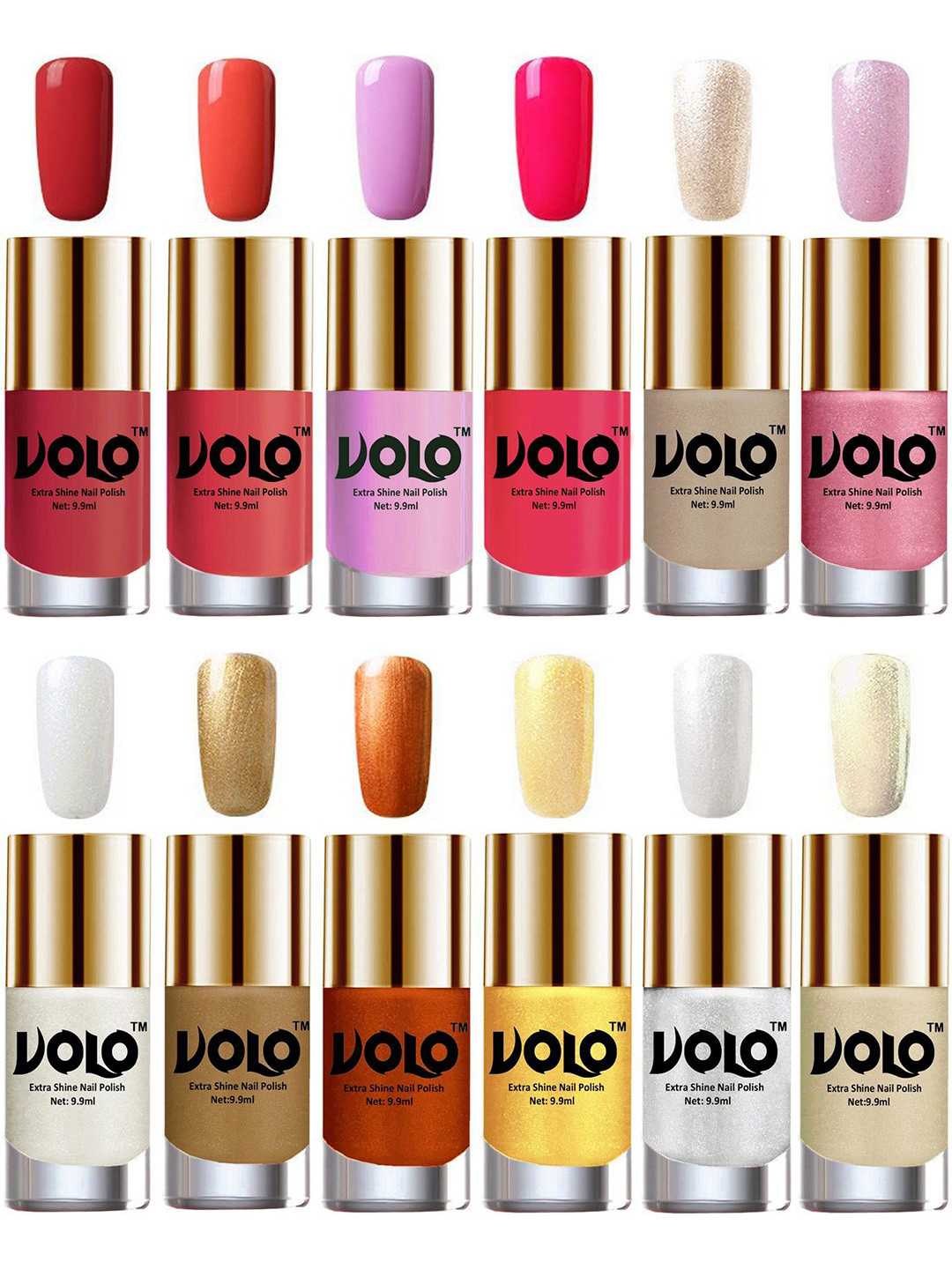 

VOLO Set of 12 Luxury Super Shine Vibrant Shades Nail Polish-9ml Each-Combo No-259, Multi