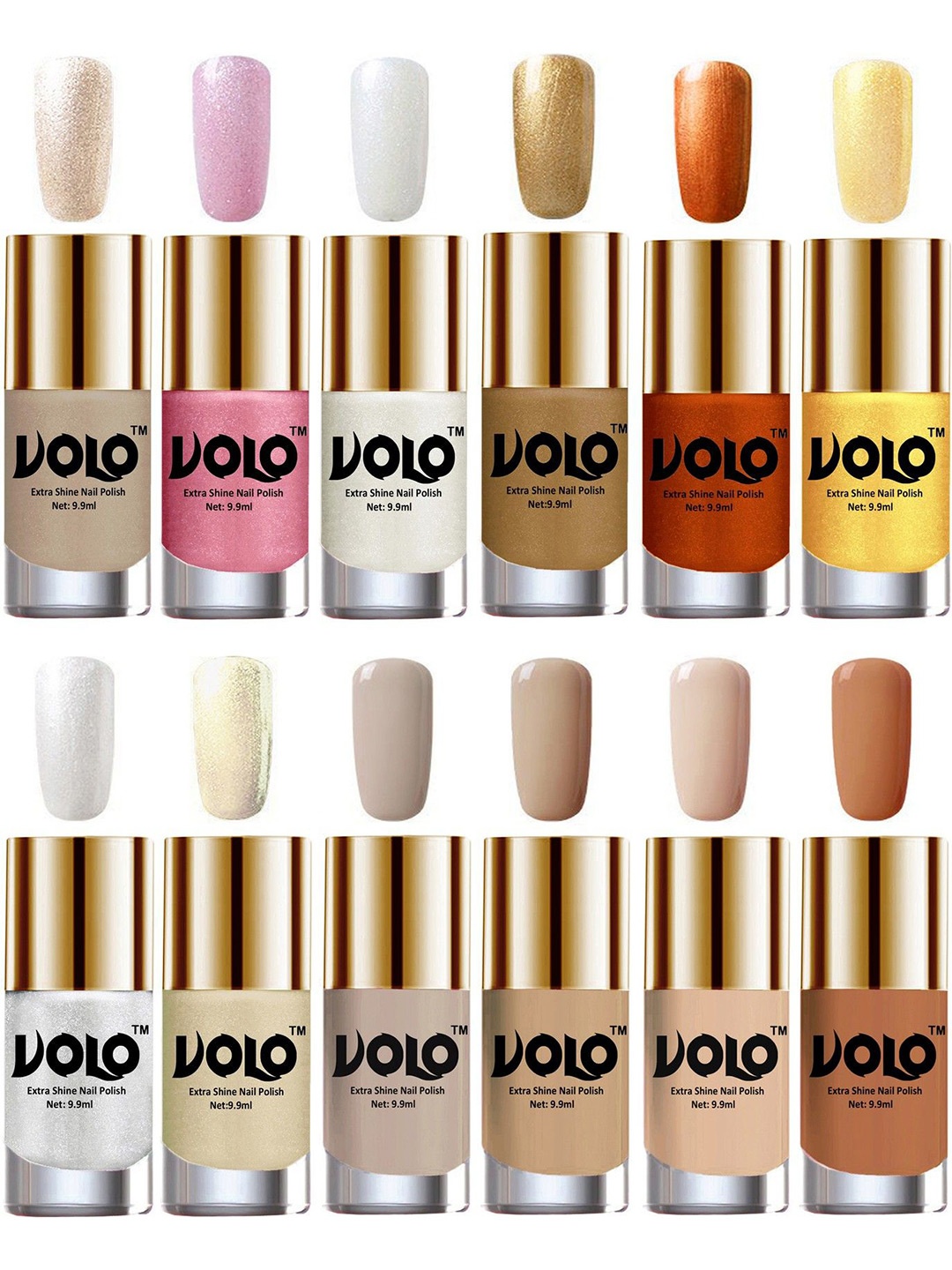 

VOLO Set of 12 Luxury Super Shine Vibrant Shades Nail Polish-9ml Each-Combo No-19, Multi