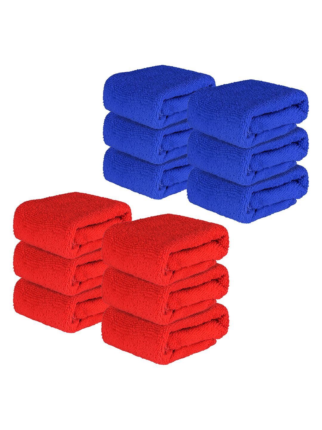 

Kuber Industries Red & Blue 12 Pieces Super Absorbent 250 GSM Microfibre Face Towels