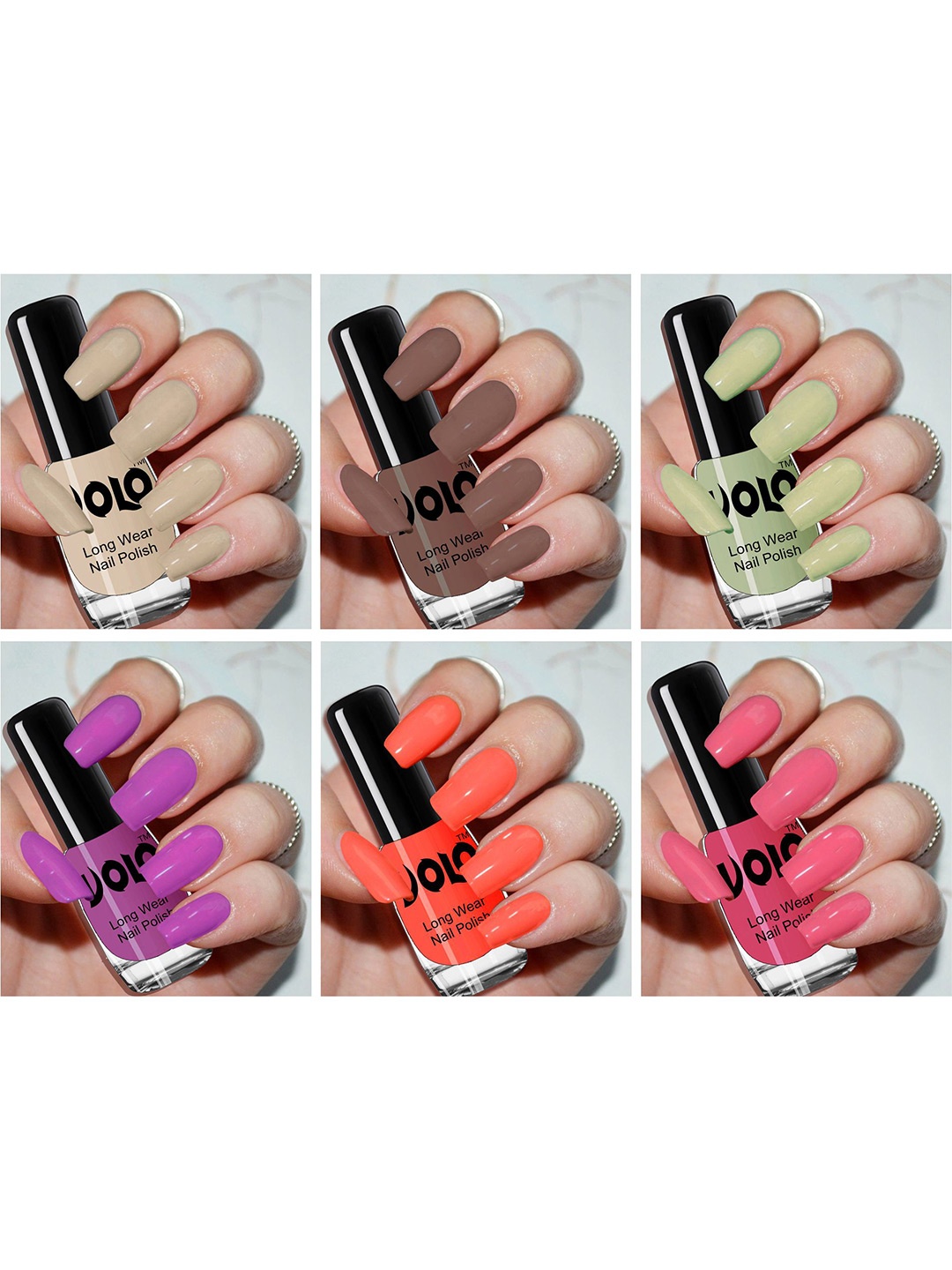 

Set of 6 Color Rich Toxic Free Perfection Shine Nail Polish-5ml Each- VT-066, Nude