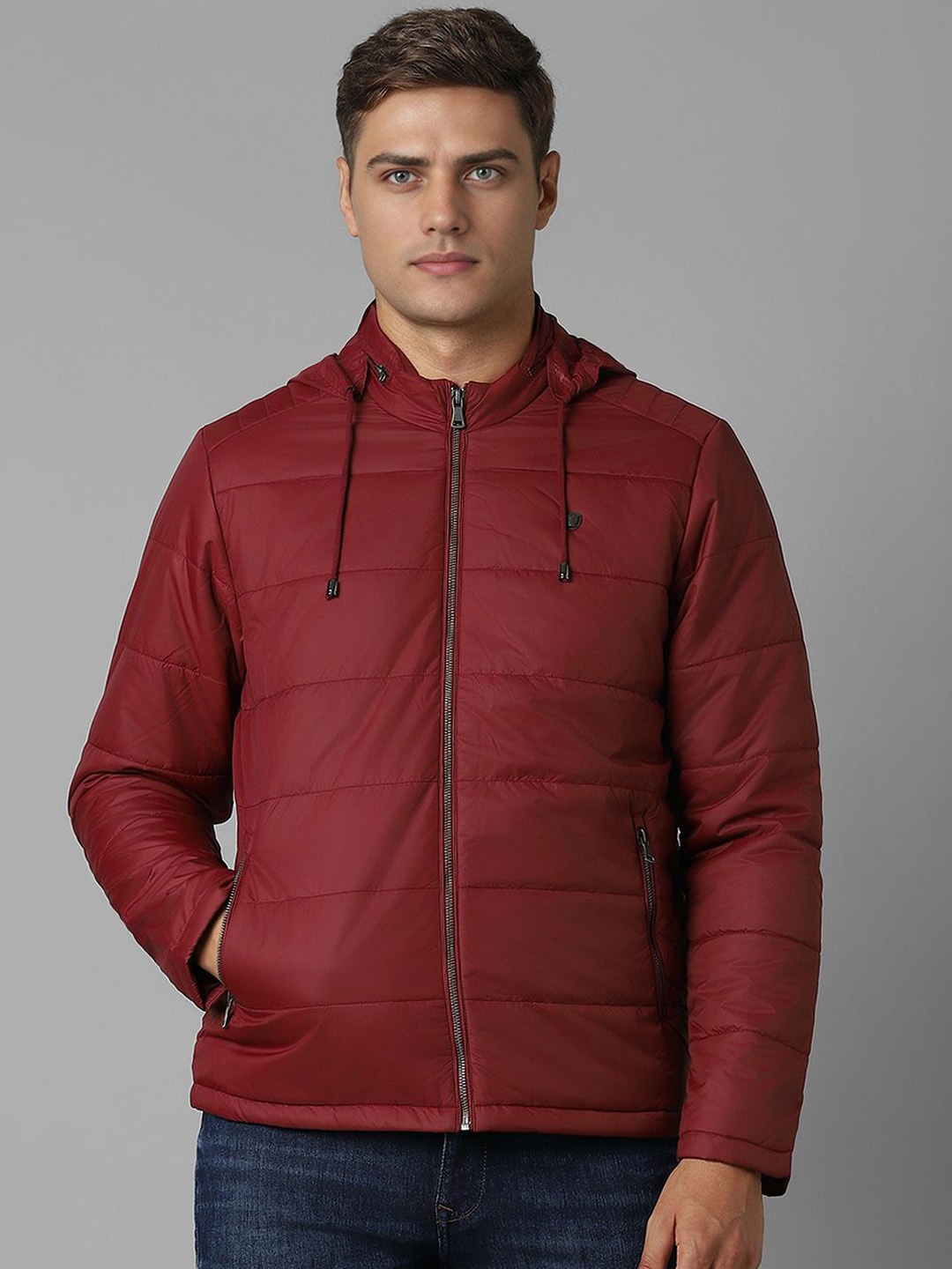 

Louis Philippe Men Hooded Puffer Jacket, Maroon