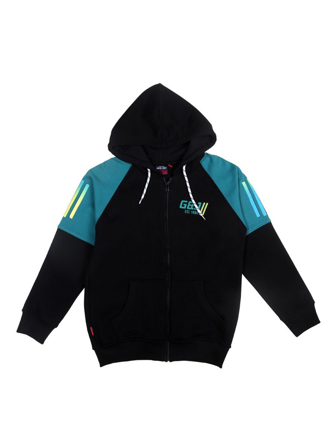 

Gini and Jony Boys Typography Colourblocked Sporty Jacket, Black