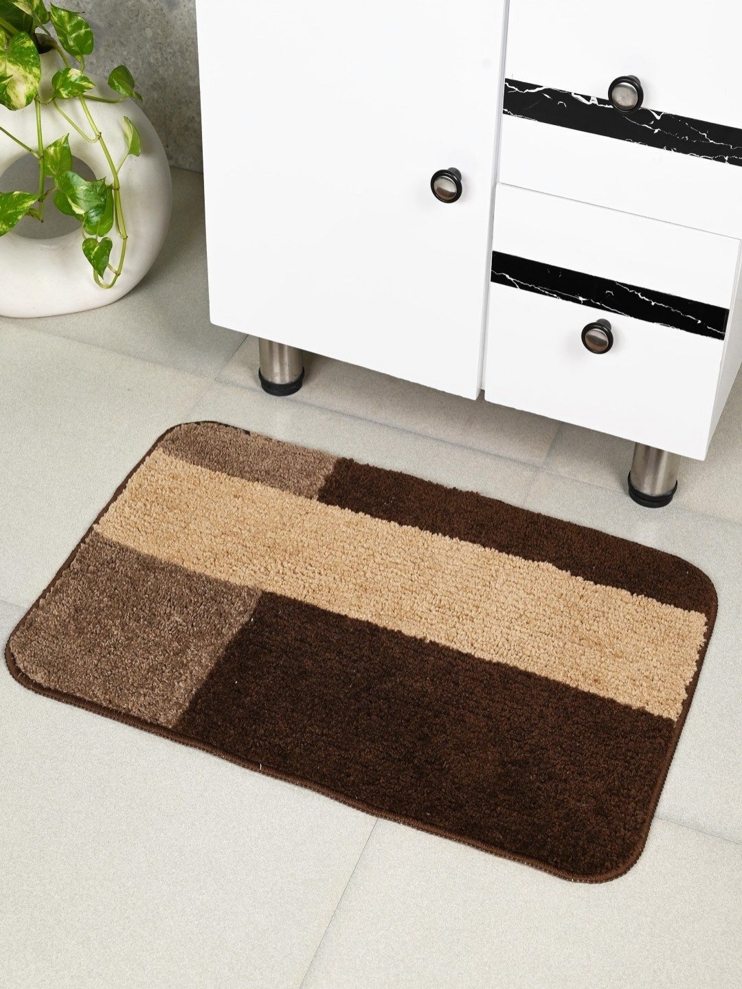 

Saral Home Brown & Beige Printed Anti-Skid Bath Rugs