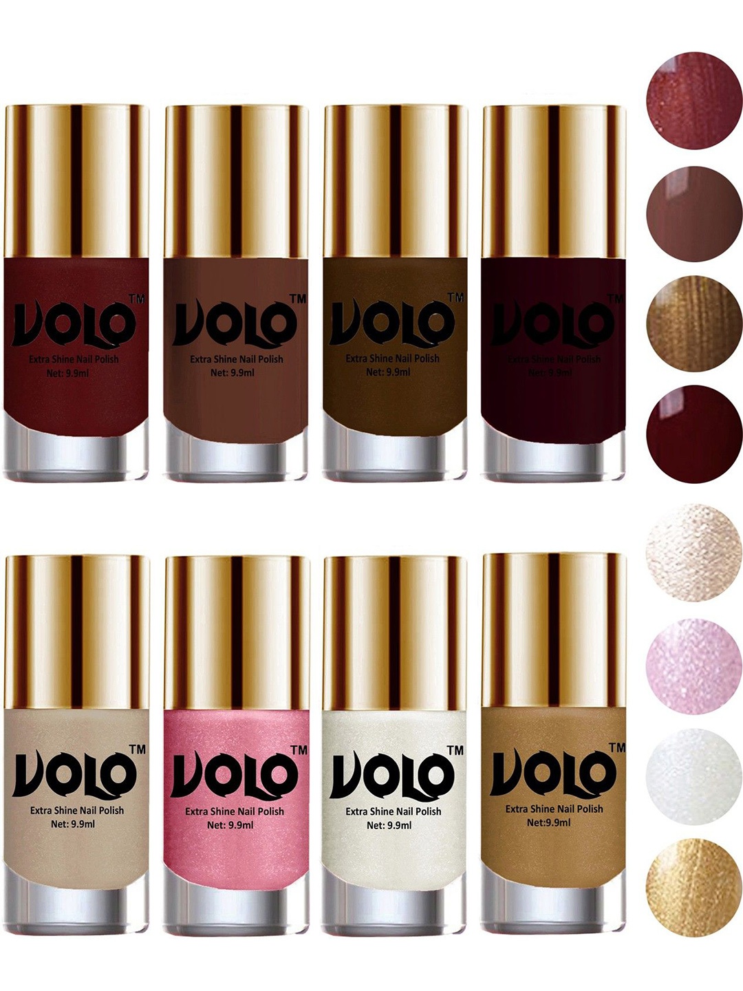 

VOLO Set Of 8 High-Shine Long Lasting Nail Polish- 9.9ml Each- Combo- No- 88, White