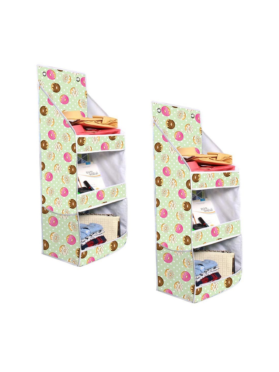 

prettykrafts Yellow & Pink 2 Pieces Printed Reusable Multi-Utility Organisers