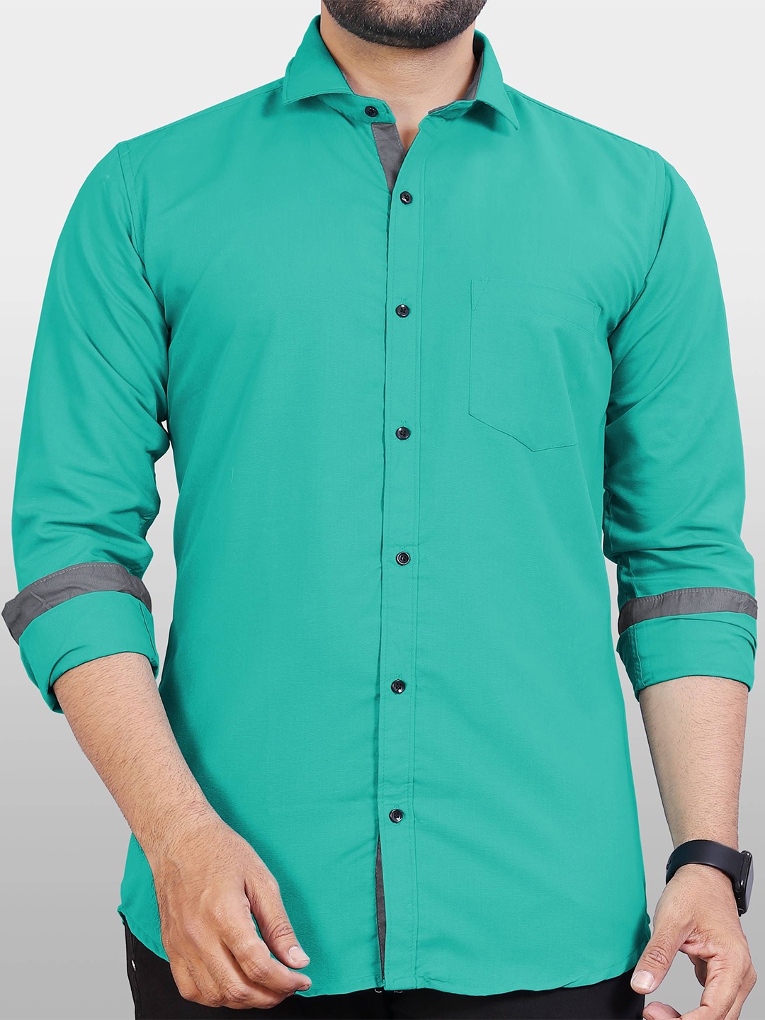 

Metronaut Men Slim Fit Opaque Casual Shirt, Lime green