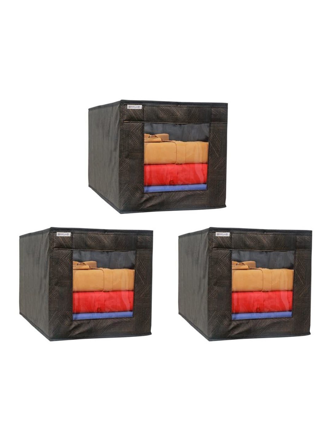 

prettykrafts Black 3 Pieces Reusable Multi-Utility Organisers
