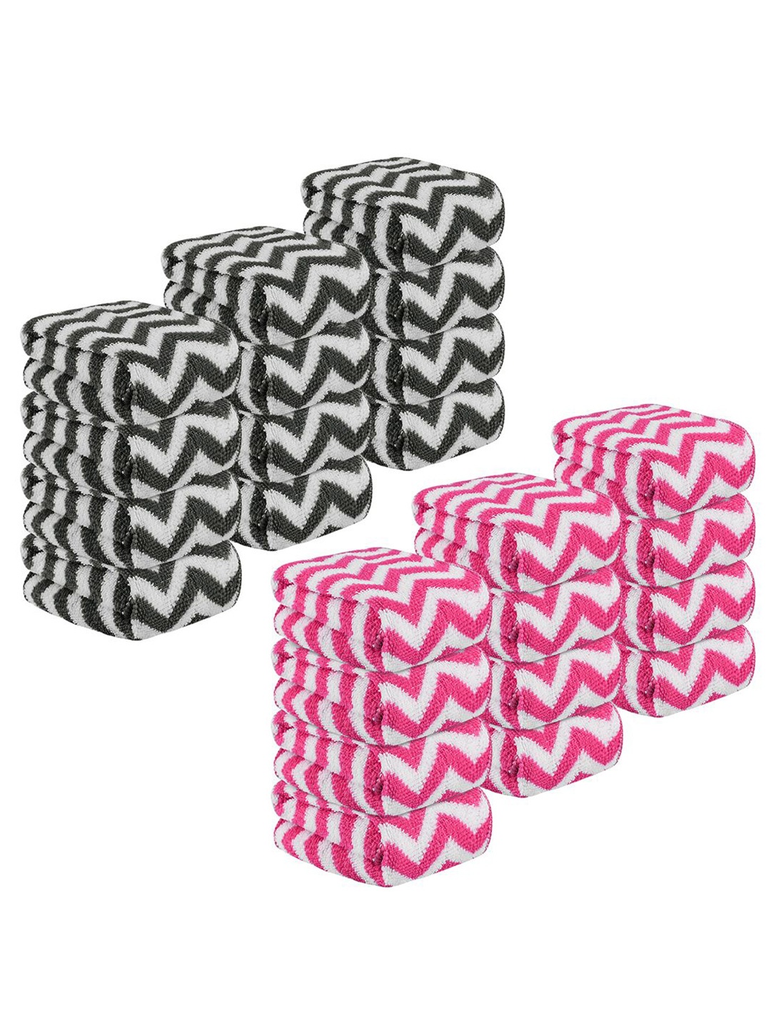 

Kuber Industries Grey 24 Pieces Printed Super Absorbent 250 GSM Microfibre Face Towels