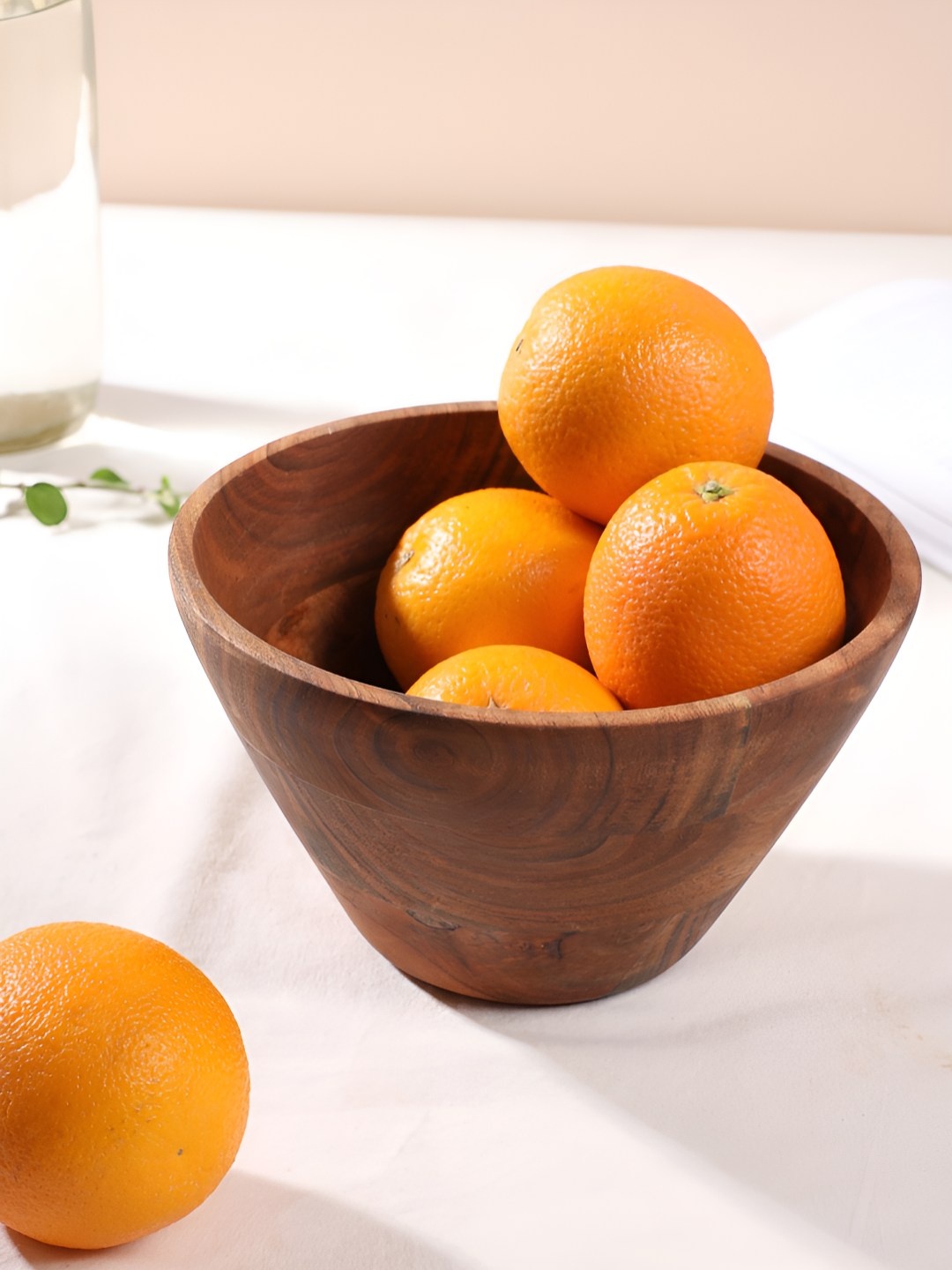 

SANSKRUTIHOMES Brown Textured Wooden Serving Bowl