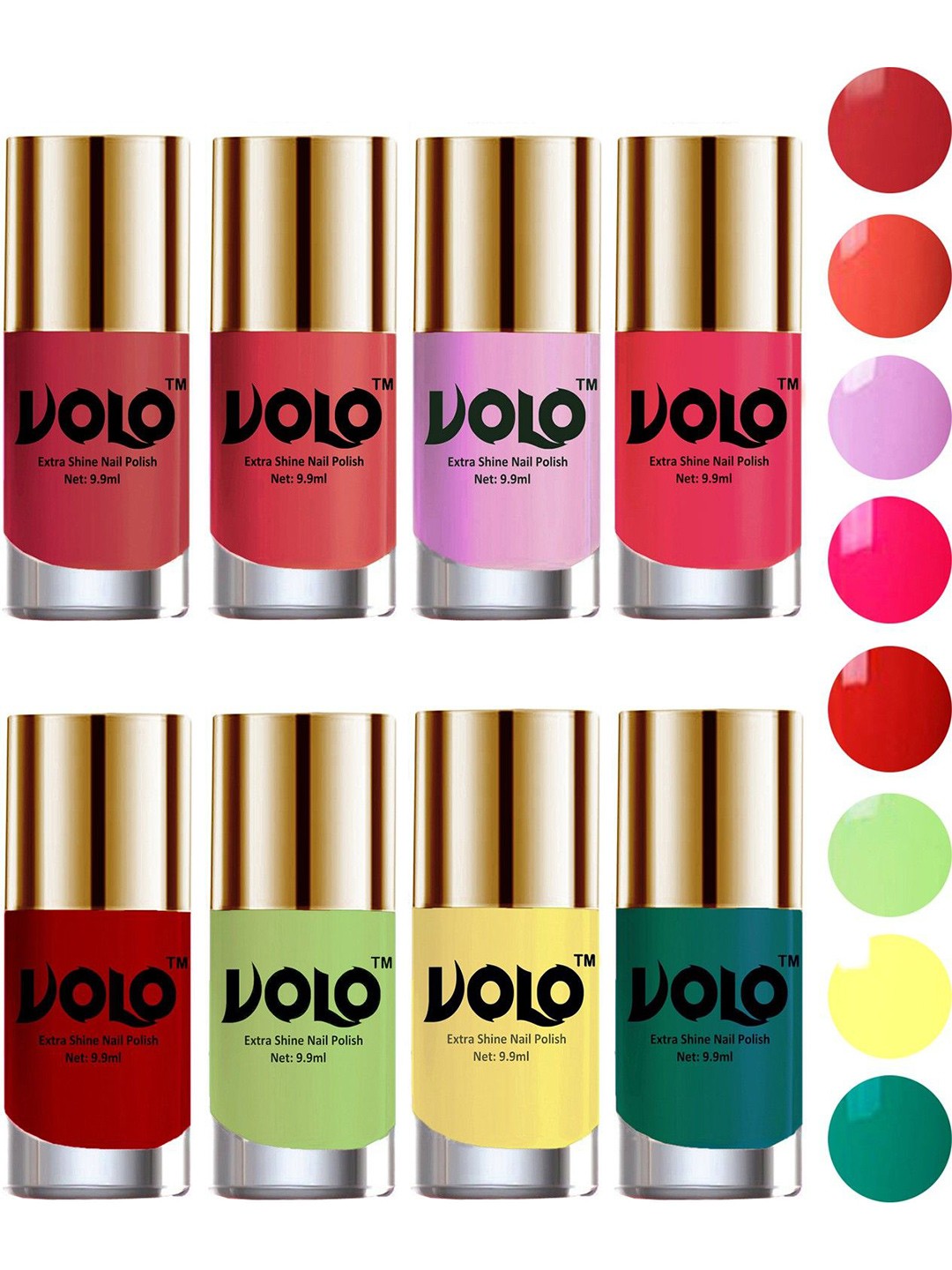 

VOLO Set Of 8 Extra Shine Nail Polish-9.9ml Each- Combo-No-62, Red