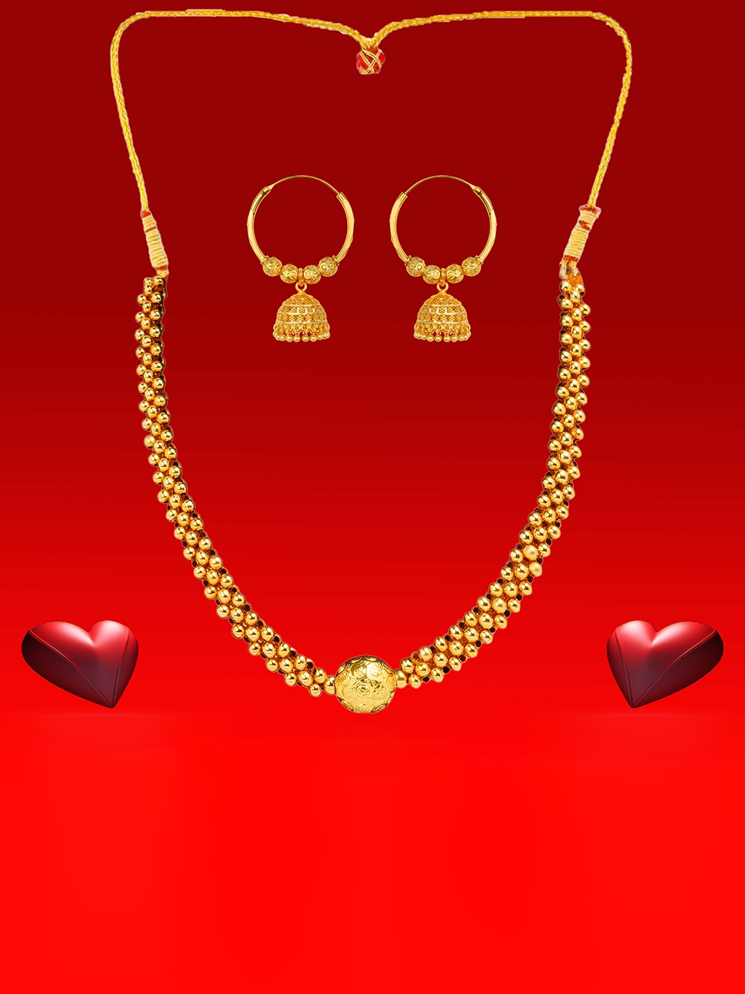 

Heer Collection Gold-Plated Necklace With Earrings