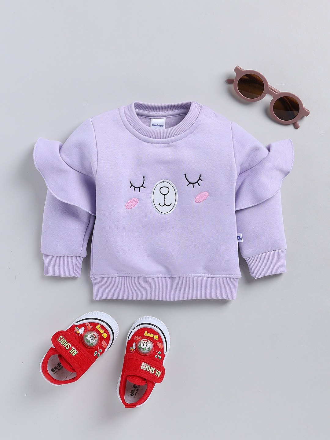 

Moms Love Infant Girls Embroidered Pure Cotton Sweatshirt, Lavender