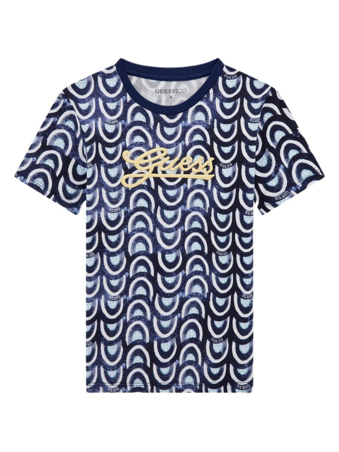 

GUESS kids Boys Graphic Printed Round Neck Cotton T-shirt, Navy blue