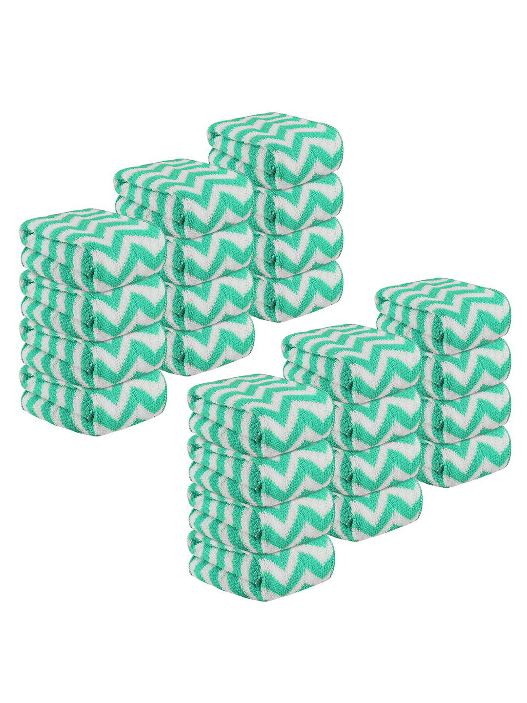 

Kuber Industries Green 24 Pieces Printed Super Absorbent 250 GSM Microfibre Face Towels
