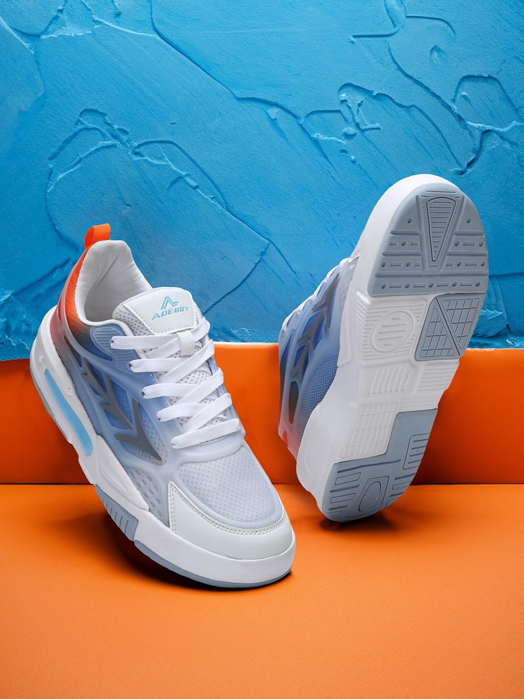 

adeboy Men PU Round Toe Sneakers, White
