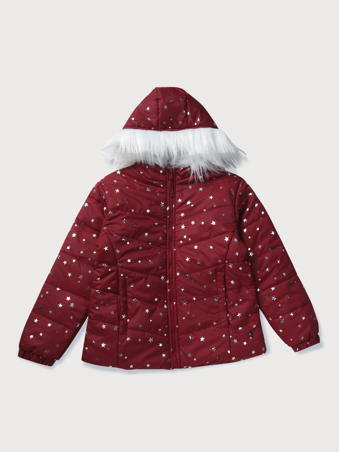 

Gini and Jony Girls Puffer Hooded Jacket, Maroon