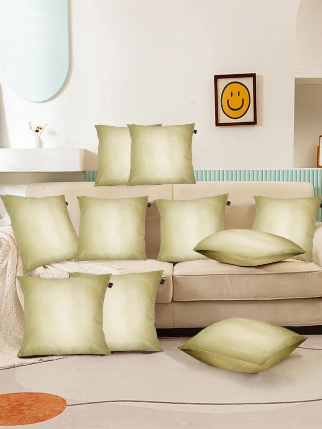 

Lushomes Cream-Coloured Set of 10 Square Cushion Covers