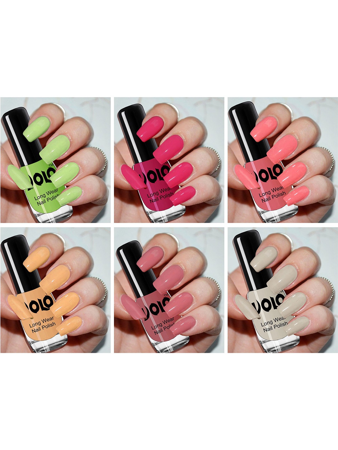 

VOLO Set Of 6 Color Rich Toxic Free Perfection Shine Nail Polish - 5 ml Each - VT-026, Green