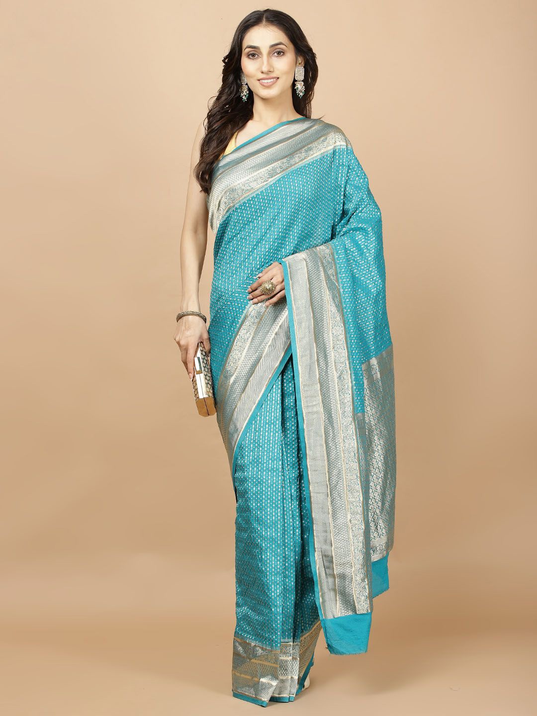 

Meena Bazaar Woven Design Zari Saree, Blue