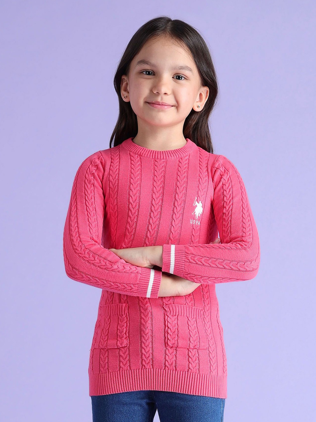 

U.S. Polo Assn. Kids Girls Pullover, Pink