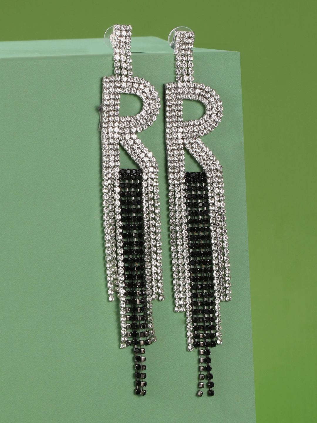 

KPOP Silver-Plated Rhinestone Studded Drop Earrings