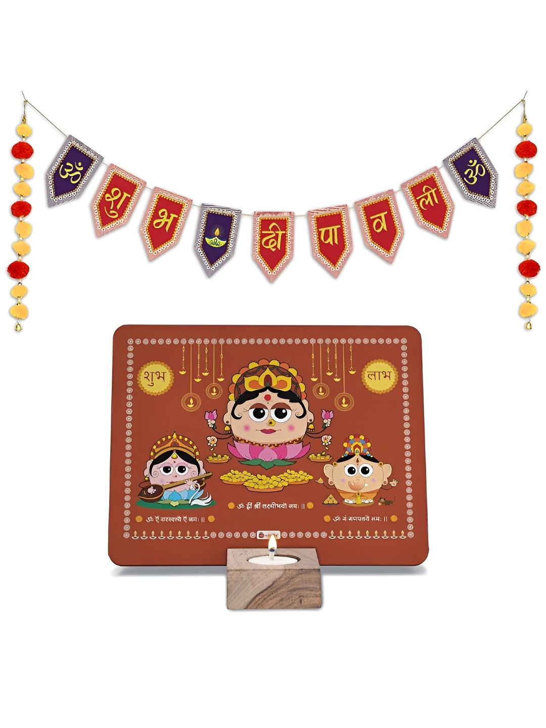 

Indigifts Purple & Red Printed Wooden Toran